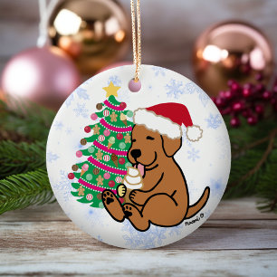 Décoration En Céramique Crème glacée personnalisée Fox Red Labrador