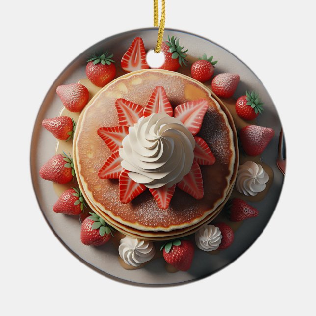 Décoration En Céramique Crêpes Crème et fraises blanchies Noël (Devant)