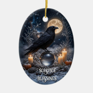 Décoration En Céramique Cristal de corbeau avec bougies mystiques magiques