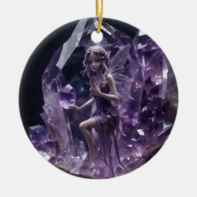 Décoration En Céramique Cristal de fée d'Amethyst (Devant)