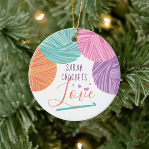Décoration En Céramique Crochet crochets fil amour personnalisé Noël Cer