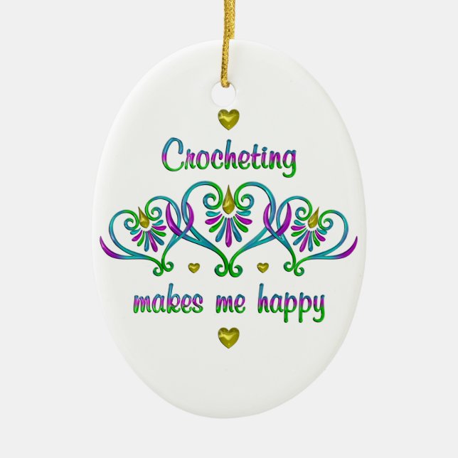 Décoration En Céramique Crocheting makes Me Happy (Devant)