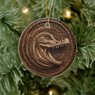 Décoration En Céramique Crocodile australien sculpté en bois,