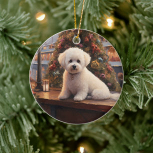 Décoration En Céramique Croisière de Noël de Bichon Frise : Pawsome Holida