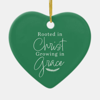 Décoration En Céramique Croissance dans la Grâce Vert et Blanc Noël au Cœu