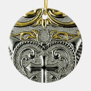 Décoration En Céramique croix argentée métallique de christianisme