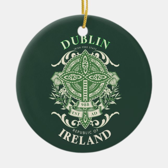 Décoration En Céramique Croix celtique irlandaise de Dublin (Devant)