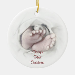Décoration En Céramique Croquis crayon pour bébé pieds de Noël pour bébé