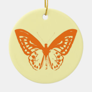 Décoration En Céramique Croquis papillon, jaune et orange