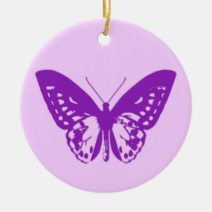 Décoration En Céramique Croquis papillon, rose orchidée et violet