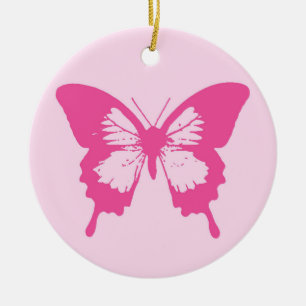 Décoration En Céramique Croquis papillon, rose pâle et fuchsia