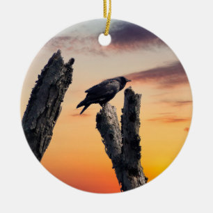 Décoration En Céramique Crow au lever du soleil