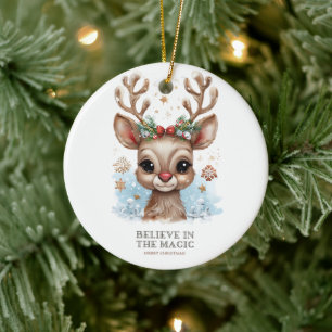Décoration En Céramique Croyez en la magie, l'ornement des rennes de Noël