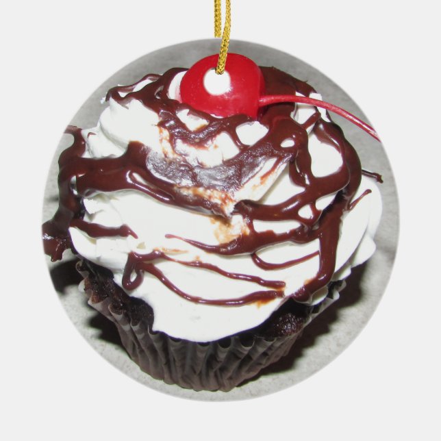 Décoration En Céramique Cupcake au chocolat avec Noël cerise (Devant)