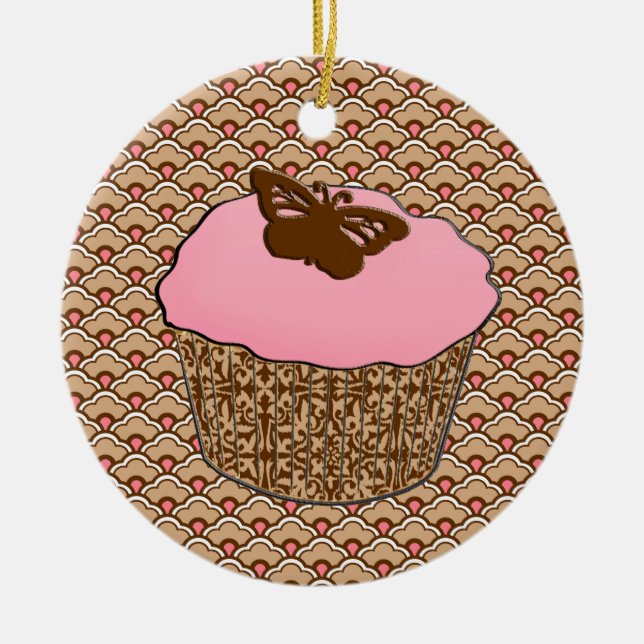 Décoration En Céramique Cupcake rose fraise (Devant)