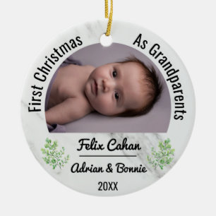 Décoration En Céramique Custom 2 Photo First Noël en grands-parents à