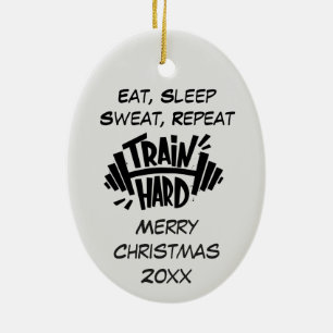 Décoration En Céramique Custom Dated Christmas Train Hard Repeat Quote