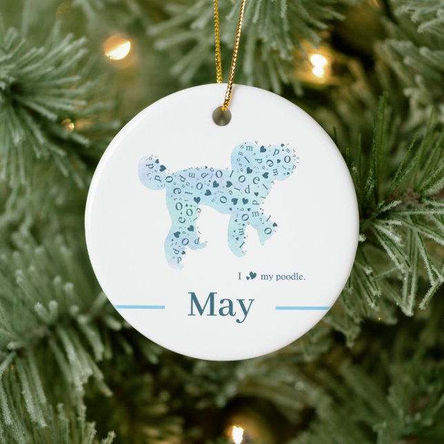 Décoration En Céramique Custom Pastel Blue Poodle Silhouette customizable (Arbre)