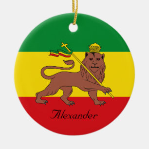 Décoration En Céramique Custom Rastafarian Flag of Ethiopia Lion of Judah