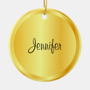 Décoration En Céramique Custom Script Template Faux Gold Metallic Look