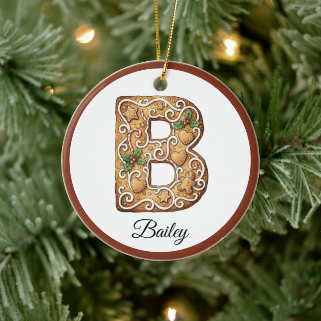 Décoration En Céramique Customize Christmas Gingerbread Letter B Monogram (Arbre)