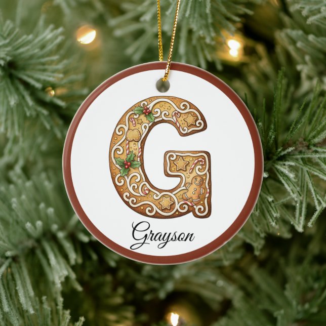 Décoration En Céramique Customize Christmas Gingerbread Letter G Monogram (Arbre)