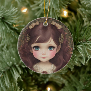 Décoration En Céramique Cute Adorable Style Vintage Chibi Kawaii Girl Art