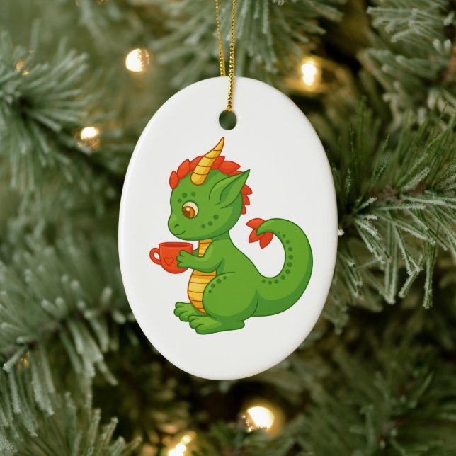 Décoration En Céramique Cute Baby Dragon Holding Cup (Arbre)