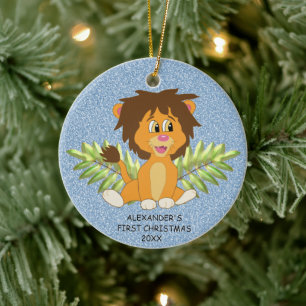 Décoration En Céramique Cute Baby's First Christmas Boy Lion