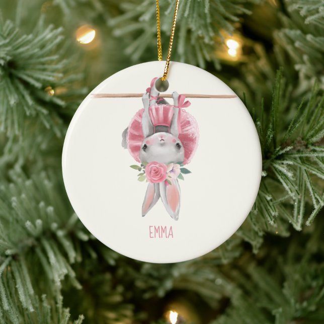 Décoration En Céramique Cute Ballerina Bunny | Personnalisé (Arbre)