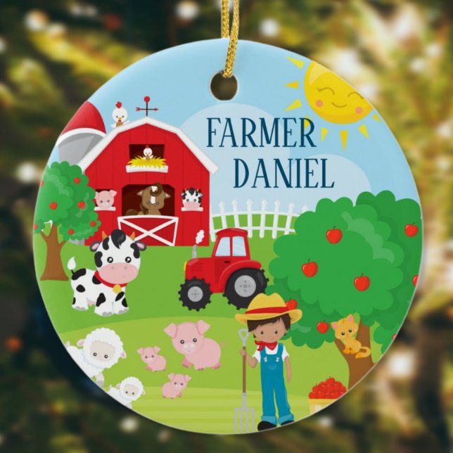 Décoration En Céramique Cute Barnyard Animaux, Fermier, Tracteur Noël (Créateur téléchargé)
