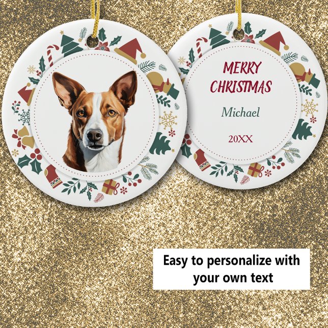 Décoration En Céramique Cute Basenji Noël Images Wreath (Créateur téléchargé)