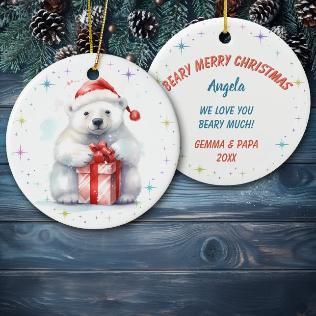 Décoration En Céramique Cute Beary Merry Christmas Granddaughter (Créateur téléchargé)
