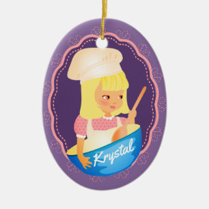 Décoration En Céramique Cute blonde girl chef baker personalized Christmas
