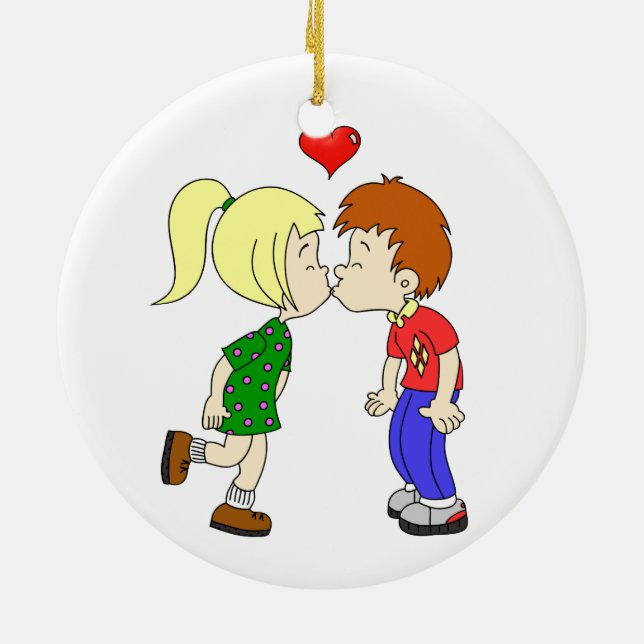 Décoration En Céramique Cute boy girl kiss cartoon (Dos)
