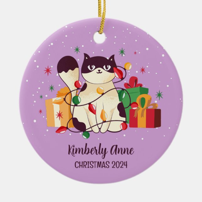 Décoration En Céramique Cute Chat Noël Kitty Snowy Vacances d'hiver (Devant)