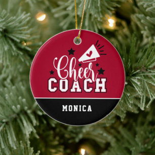 Décoration En Céramique Cute Cheer Coach Personalized Red and Black