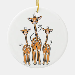 Décoration En Céramique Cute Christmas Giraffe famille animaux safari