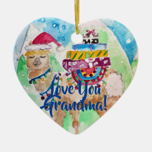 Décoration En Céramique Cute Christmas Llama Love You Grandma Decoration
