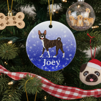 Décoration En Céramique Cute Christmas Personalized  Basenji Brindle