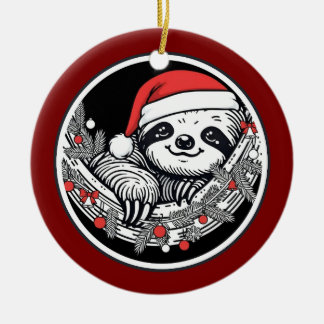 Décoration En Céramique Cute Christmas Sloth Ornament
