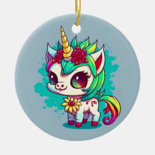 Décoration En Céramique Cute Colorful Magic Creature Unicorn Artwork  