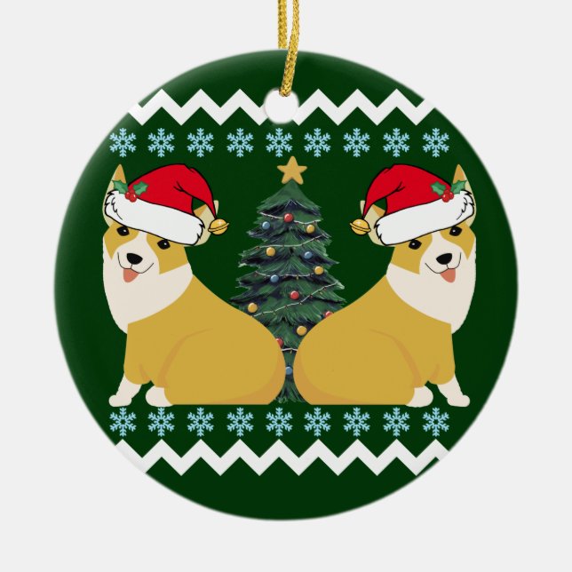 Décoration En Céramique Cute Corgi Noël Père Noël (Devant)