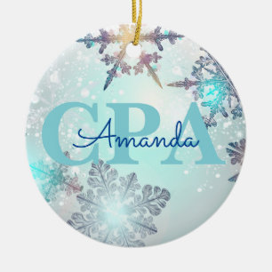 Décoration En Céramique Cute CPA Ice Blue Snowflake Nom personnalisé