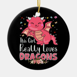Décoration En Céramique Cute Dragon Girl aime Dragons Ailes Imaginaire Feu
