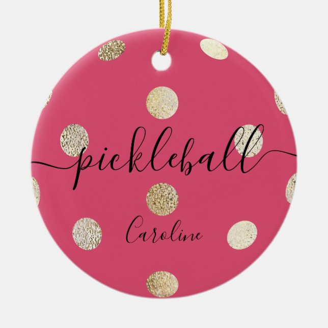 Décoration En Céramique Cute Girl Rose Gold Pickleball (Devant)