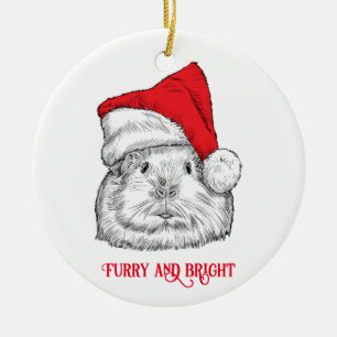 Décoration En Céramique Cute Guinea Pig & dog with Christmas hat