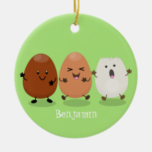 Décoration En Céramique Cute kawaii oeufs humoristique dessin animé