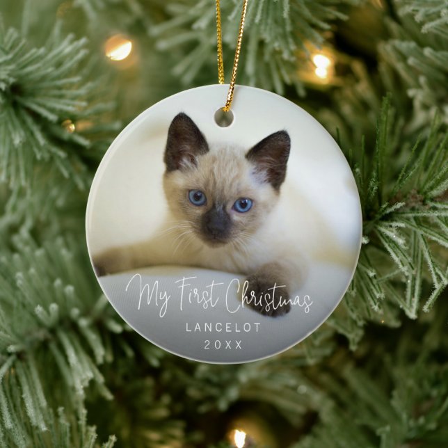 Décoration En Céramique Cute Kitten Photo Chat Noël (Arbre)