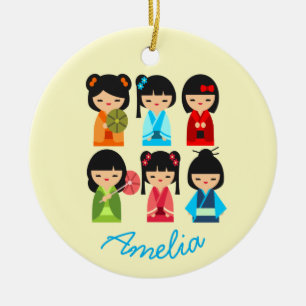 Décoration En Céramique Cute Kokeshi poupées japonaises